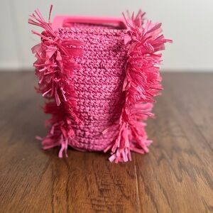 J. Crew Pink Fringe Woven Bag